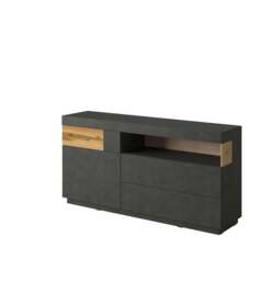 Silke 47 Sideboard Cabinet 169cm - White Gloss / Wotan Oak 169cm - thumbnail 3