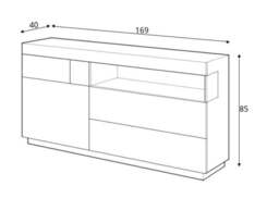 Silke 47 Sideboard Cabinet 169cm - White Gloss / Wotan Oak 169cm - thumbnail 6
