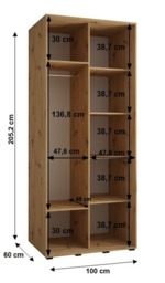 Cannes V Sliding Door Wardrobe 110cm - White 110cm - thumbnail 5