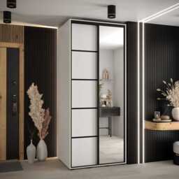 Cannes V Sliding Door Wardrobe 110cm - White 110cm