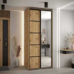 Cannes V Sliding Door Wardrobe 110cm - White 110cm - thumbnail 2