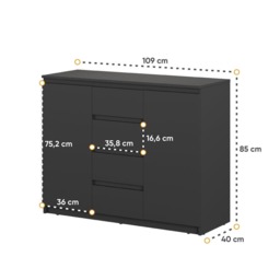 Idea ID-04 Sideboard Cabinet 109cm - Black Matt 109cm - thumbnail 7