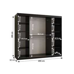 Bahrain II Sliding Door Wardrobe 200cm - Cashmere 200cm - thumbnail 8