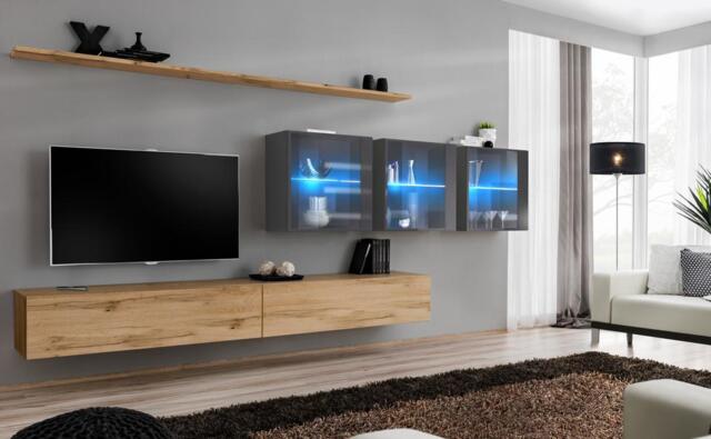 "Switch XVII Entertainment Unit For TVs Up To 49"" - Oak Wotan 330cm Graphite" - image 1