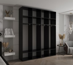 Inova I Hinged Door Wardrobe 200cm - Black 200cm - thumbnail 4