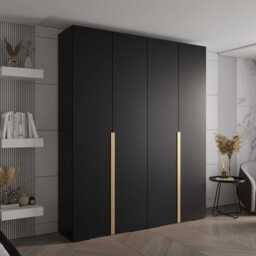 Inova I Hinged Door Wardrobe 200cm - Black 200cm