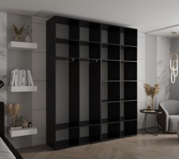 Inova I Hinged Door Wardrobe 200cm - Black 200cm - thumbnail 6
