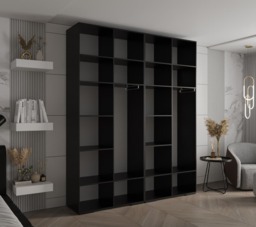 Inova I Hinged Door Wardrobe 200cm - Black 200cm - thumbnail 7
