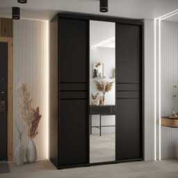 Cannes XI Sliding Door Wardrobe 150cm - Black 150cm
