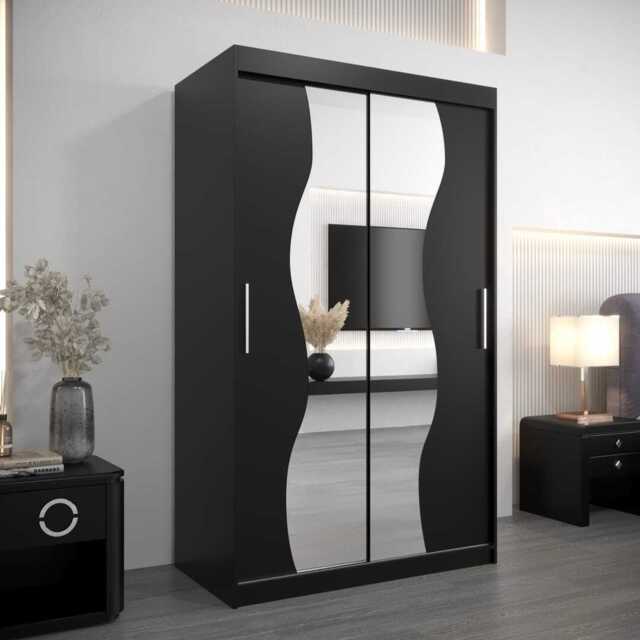 Madrid Sliding Door Wardrobe 120cm - Black 120cm - image 1
