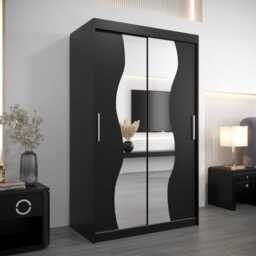 Madrid Sliding Door Wardrobe 120cm - Black 120cm - thumbnail 1