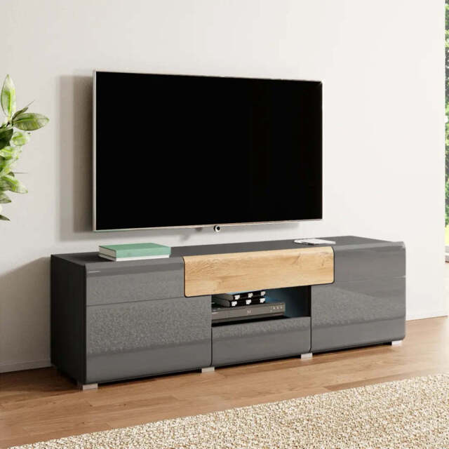 Toledo 41 TV Cabinet 159cm - Grey Gloss 159cm - image 1