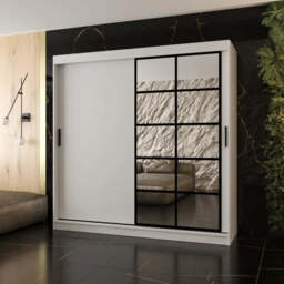 Orlando Sliding Door Wardrobe 200cm - Black 200cm - thumbnail 7