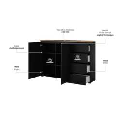 Modo Sideboard Cabinet 150cm - Black 150cm - thumbnail 4