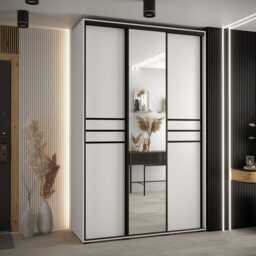 Cannes XI Sliding Door Wardrobe 160cm - White 160cm - thumbnail 1