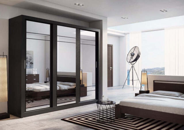 Arti 2 - 3 Sliding Door Wardrobe 250cm - Black Matt 250cm - image 1