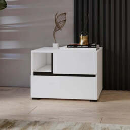 Kross Bedside Table 55cm - White 55cm - thumbnail 1