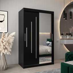 York II Sliding Door Wardrobe 120cm - Black 120cm - thumbnail 1