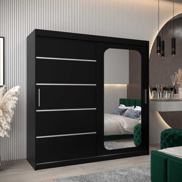 Uppsala V2 Sliding Door Wardrobe 200cm - Black 200cm - image 1
