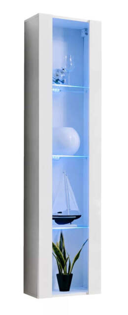 Fly 41 Tall Display Cabinet 40cm - White Gloss 40cm - image 1