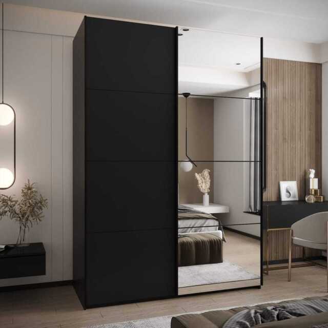 Trosa III Sliding Door Wardrobe 180cm - Black 180cm - image 1