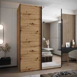 Trosa III Sliding Door Wardrobe 180cm - Black 180cm - thumbnail 2