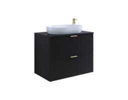 Laura 48 Floating Vanity Unit 80cm - Black 80cm - thumbnail 3
