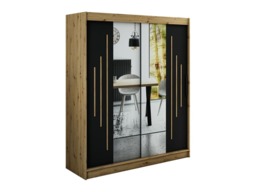 Leto Y1 Sliding Door Wardrobe 180cm - Black 180cm - thumbnail 1