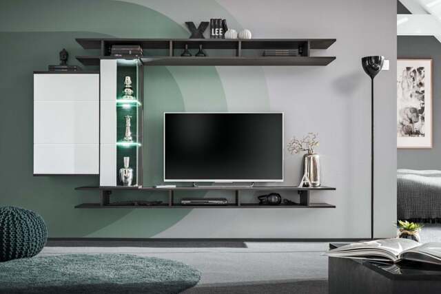 "Game Entertainment Unit For TVs Up To 55"" - Oak Graphite 230cm" - image 1