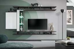 "Game Entertainment Unit For TVs Up To 55"" - Oak Graphite 230cm" - thumbnail 1
