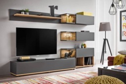 "Silk Entertainment Unit For TVs Up To 55"" - Anthracite 240cm"