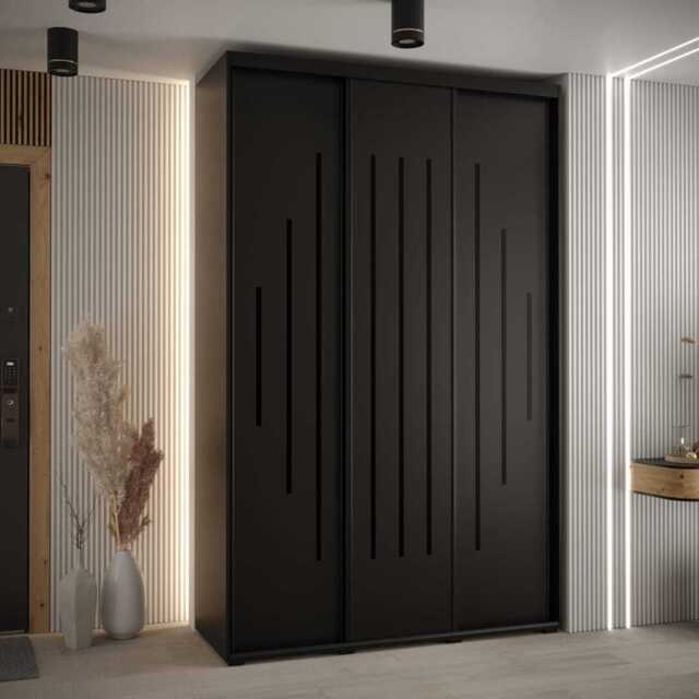 Cannes XII Sliding Door Wardrobe 150cm - Black 150cm - image 1