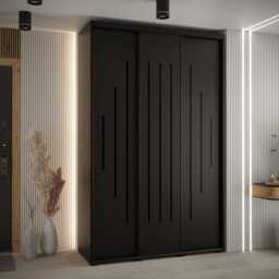 Cannes XII Sliding Door Wardrobe 150cm - Black 150cm