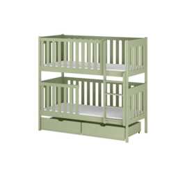 Wooden Bunk Bed David with Storage - Olive Foam Mattresses - thumbnail 1