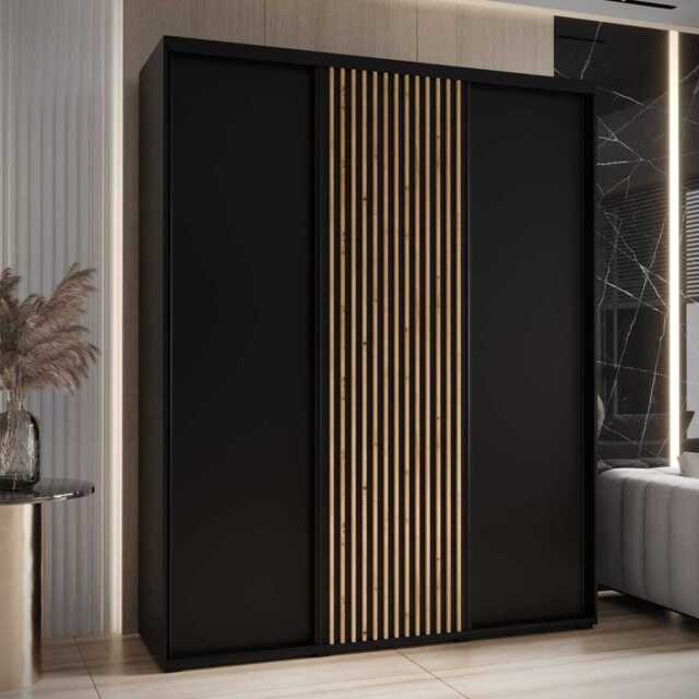 Sapporo I Sliding Door Wardrobe 200cm - Black 200cm - image 1