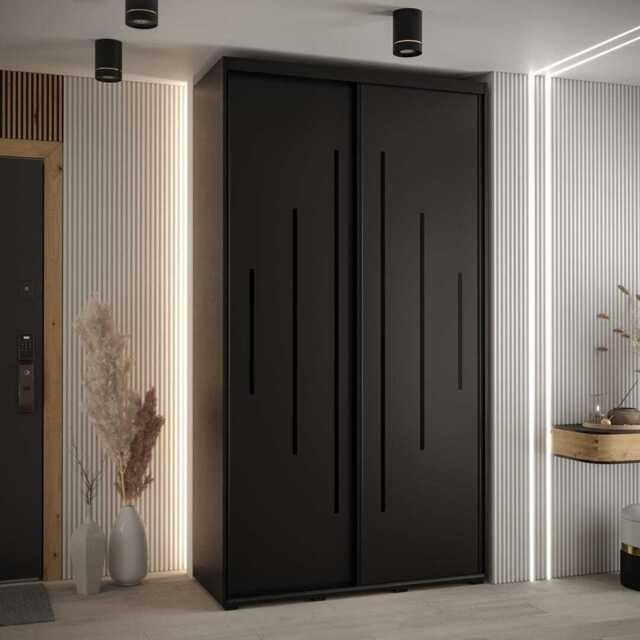 Cannes XII Sliding Door Wardrobe 140cm - Black 140cm - image 1