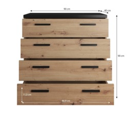 Ines 02 Chest Of Drawers 90cm - Oak Artisan 90cm - thumbnail 2