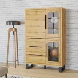 Halle 12 Tall Display Cabinet 120cm - Oak Wotan 120cm