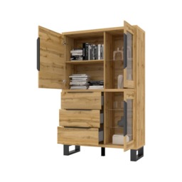 Halle 12 Tall Display Cabinet 120cm - Oak Wotan 120cm - thumbnail 4