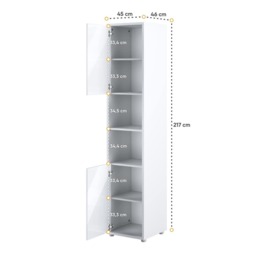 BC-13 Vertical Wall Bed Concept 180cm With Storage Cabinets and LED - White Gloss 180 x 200cm - thumbnail 6