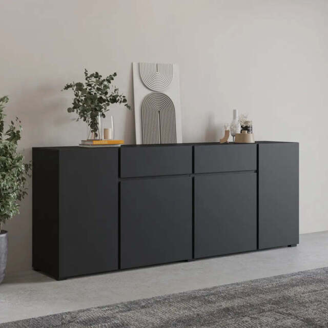 Visby Sideboard Cabinet 195cm - Black 195cm - image 1