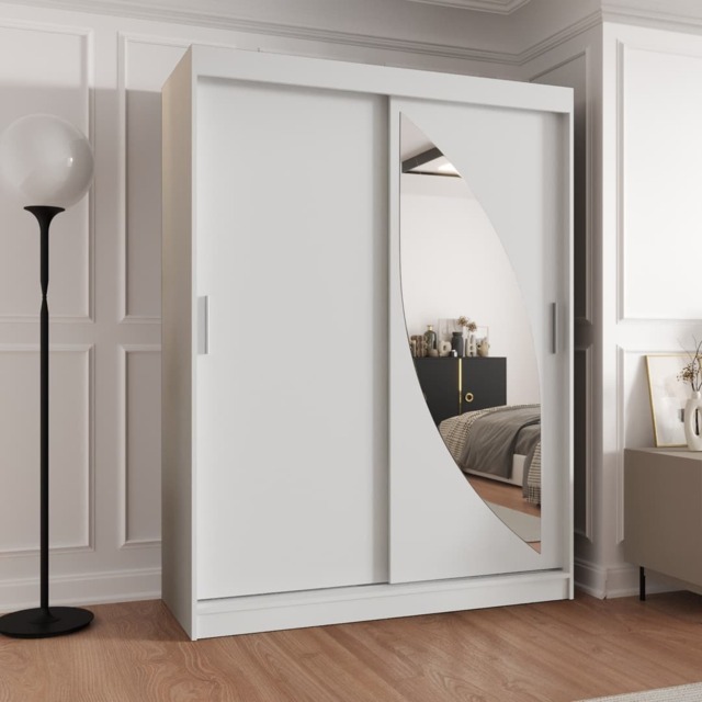 Milo Sliding Door Wardrobe 150cm - White 150cm - image 1