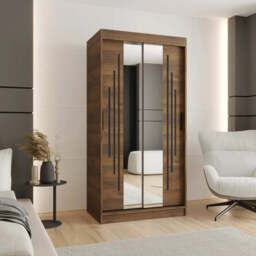 Rubino Y1 Sliding Door Wardrobe 100cm - Oak Walnut 100cm
