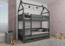 Iga Bunk Bed with Trundle and Storage - Graphite Without Mattresses
