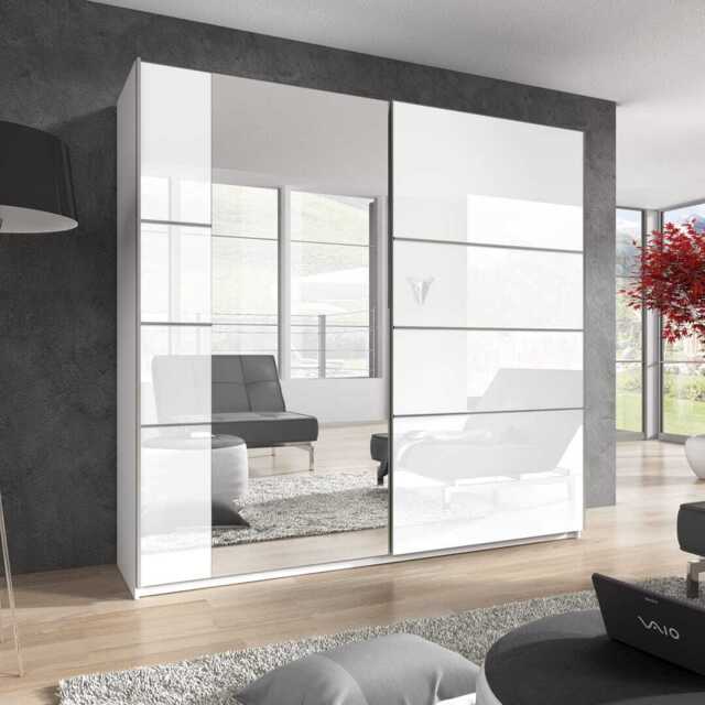 Sliding Door Wardrobe Beta Gloss - White 180cm - image 1