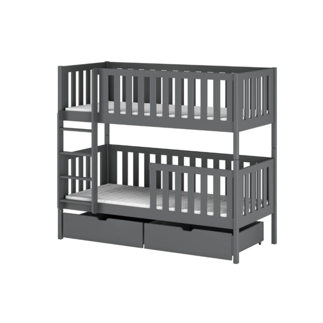 Wooden Bunk Bed Michalina With Storage - Graphite Foam Mattresses - image 1