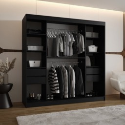 Royal Sliding Door Wardrobe 200cm - Black 200cm - thumbnail 8