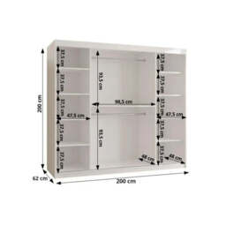 Royal Sliding Door Wardrobe 200cm - Black 200cm - thumbnail 6