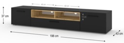 Anette TV Cabinet 198cm - Black 198cm - thumbnail 3