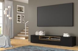 Anette TV Cabinet 198cm - Black 198cm - thumbnail 4